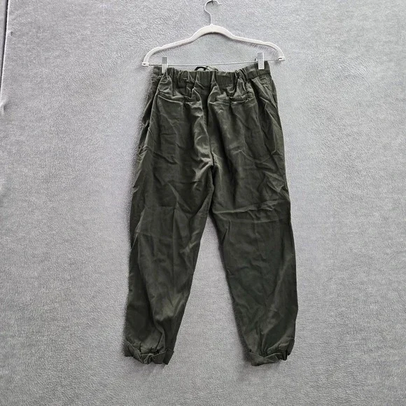 Vince Women Pants Medium Green Cropped Drawstring Pockets High Rise 22 in Inseam - Picture 9 of 12